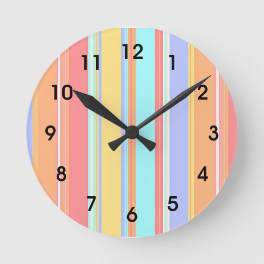 Pastell-Streifenmuster Runde Wanduhr (Vorderseite)