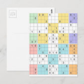 Pastell-Sudoku Postkarte (Vorne/Hinten)