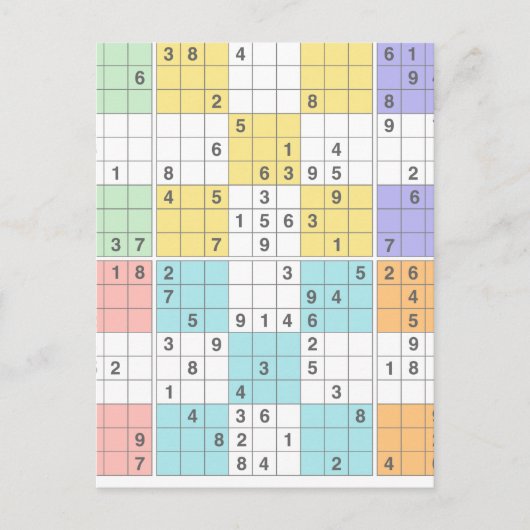 Pastell-Sudoku Postkarte (Vorderseite)