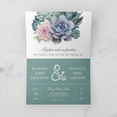 Pastell-Sukkulenten-Et-Zeichen-QR-Code-Hochzeit Einladung (Innenseite)