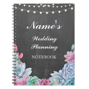 Pastell-Sukkulenten-Notizbuch Hochzeitsplanungsnot Notizblock
