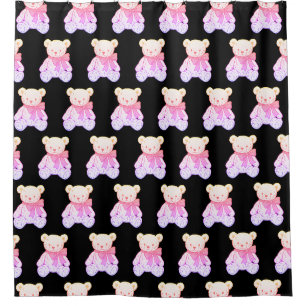 Pastell-Süß-Schrecklicher-Teddybär-Nahtloses Muste Duschvorhang