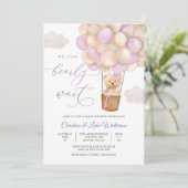 Pastell-Teddybär-Baby-Shower-Einladung Einladung (Stehend Vorderseite)