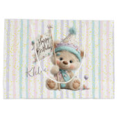 Pastell-Teddybär Geburtstag Große Geschenktüte (Rückseite)
