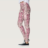 Pastell-Teddybär-Herz-Muster Leggings (Links)