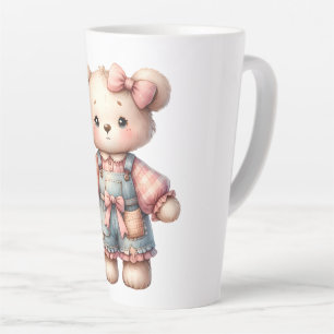Pastell-Teddybär mit Blume und Overall Milchtasse