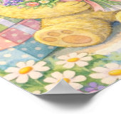Pastell-Teddybär mit Blumen Poster (Ecke)