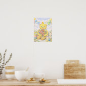 Pastell-Teddybär mit Blumen Poster (Küche)