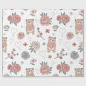 Pastell-Teddybär-Nursery-Muster Geschenkpapier (Flach)