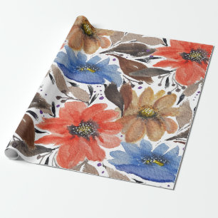 Pastell-Terrakotta-Blumen-Wasserfarbmuster Geschenkpapier