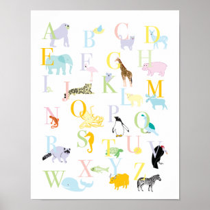 Pastell-Tier-ABC-Druck Poster