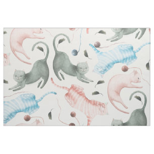 Pastell Tone Cats Muster Stoff