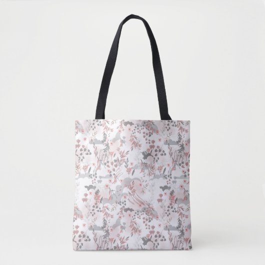 Pastell Tone Floral Nahtloses Muster Tasche (Vorderseite)