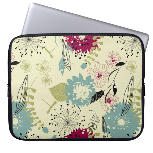 Pastell Tones Retro Blumendesign Laptopschutzhülle (Vorderseite)