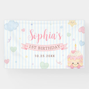 Pastell-Torte-Party-Mädchen-Erster-Geburtstag Banner