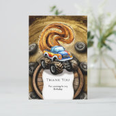 Pastell Track Monster Truck Geburtstag Dankeskarte (Stehend Vorderseite)