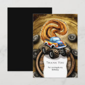 Pastell Track Monster Truck Geburtstag Dankeskarte (Vorne/Hinten)