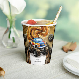 Pastell Track Monster Truck Geburtstag Pappbecher