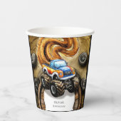Pastell Track Monster Truck Geburtstag Pappbecher (Vorderseite)