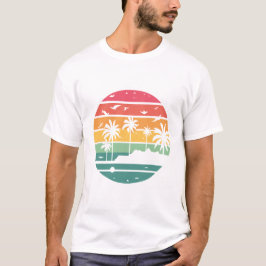 Pastell-Tropischer-Sonnenuntergang-Palmenbaum-Desi T-Shirt
