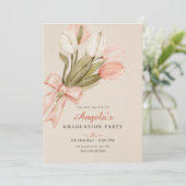 Pastell tulips Blume Abschluss Einladung (Stehend Vorderseite)