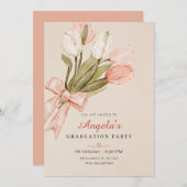 Pastell tulips Blume Abschluss Einladung (Vorne/Hinten)