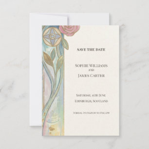 Pastell-Tulpe Art Nouveau Save-the-Date-Karte Save The Date