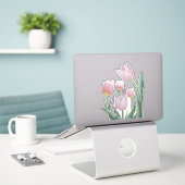 Pastell-Tulpen-Blumendesign Aufkleber (Laptop auf Schreibtisch)