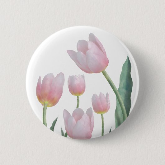 Pastell-Tulpen-Blumendesign Button (Vorderseite)