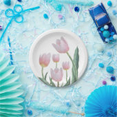Pastell-Tulpen-Blumendesign Pappteller (Party)