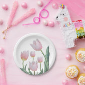 Pastell-Tulpen-Blumendesign Pappteller (Party)