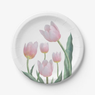 Pastell-Tulpen-Blumendesign Pappteller