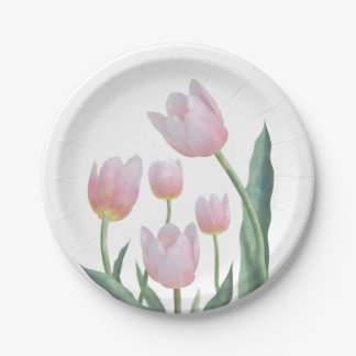 Pastell-Tulpen-Blumendesign Pappteller