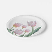 Pastell-Tulpen-Blumendesign Pappteller (Schrägansicht)