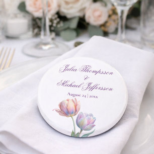 Pastell-Tulpen-Hochzeitssuite Elegante Typografie Flaschenöffner