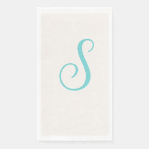 Pastell Türkis Elegantes Doppelt Monogramm Leine Serviette