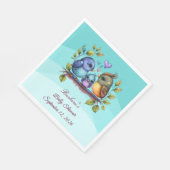 Pastell Türkis Vögel Serviette (Ecke)