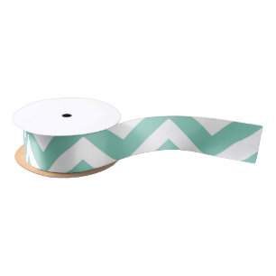 Pastell Türkis & Weiße Chevron-Hochzeit Geburtstag Satinband