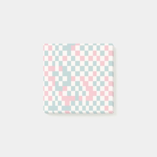 Pastell überprüfte Kernspeicherarbeitsplätze Post-it Klebezettel (Vorderseite)