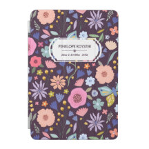 Pastell- und Dunkelplumen-Blumenmuster iPad mini H