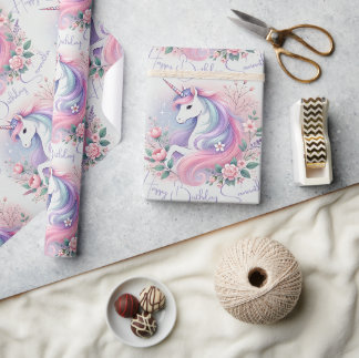 Pastell- und Einhornverpackungspapier Geschenkpapier