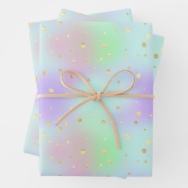 Pastell- und Gold-Glitter-Design Geschenkpapier Set