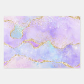 Pastell und Gold Imitate Glitzer Agate Geschenkpapier Set (Vorderseite 3)