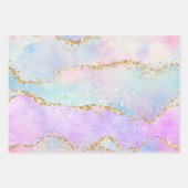Pastell und Gold Imitate Glitzer Agate Geschenkpapier Set (Vorderseite 2)