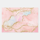 Pastell und Gold Imitate Glitzer Agate Geschenkpapier Set (Vorderseite)
