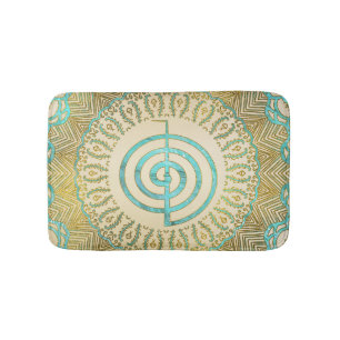 Pastell und GoldChoku Rei Symbol in der Mandala Badematte