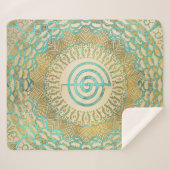 Pastell und GoldChoku Rei Symbol in der Mandala Sherpadecke (Vorderseite (Horizontal))