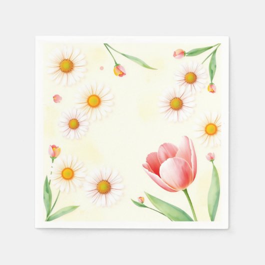 Pastell und Tulpen Serviette (Vorderseite)