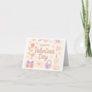 Pastell Valentinstagskarte – Rosen, Herzen und Süß Karte