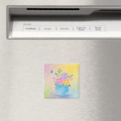 Pastell-Vase-Blumen-Schmetterling-Kunst Magnet (In Situ (Geschirrspüler))